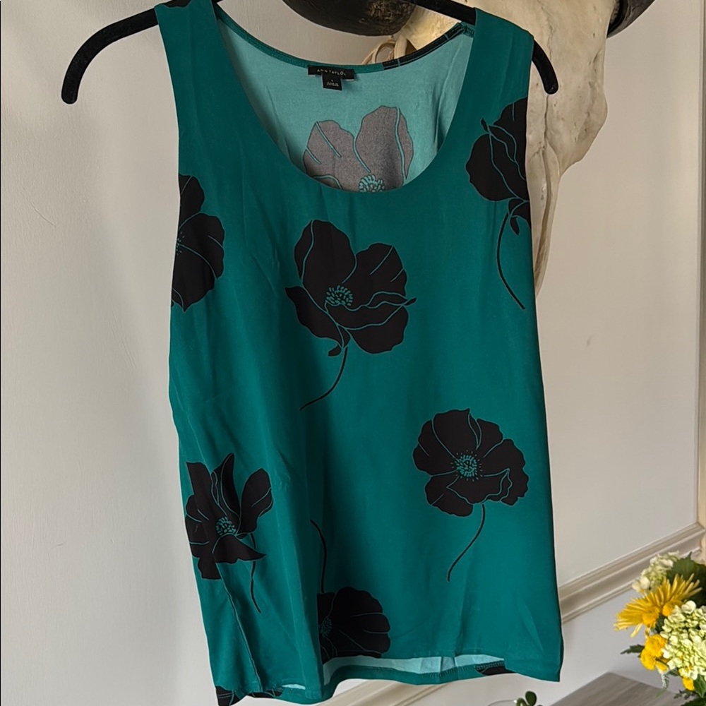 Teal Floral Sleeveless Top